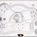 Model 395,
85" x 65" x 37(30)",
217 or 120 Gallons,
Seats 2-3,
30 Stainless Jets,
Circulation Pump,
4 HP Therapy Pump